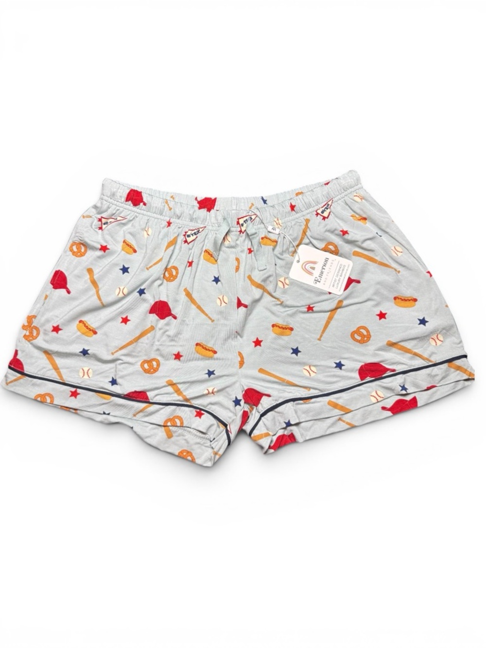 Emerson and Friends Bamboo Mom Pajama Shorts Baseball Print Size M NWT